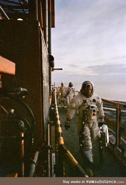 Neil Armstrong right before boarding the Apollo 11 rocket to the Moon