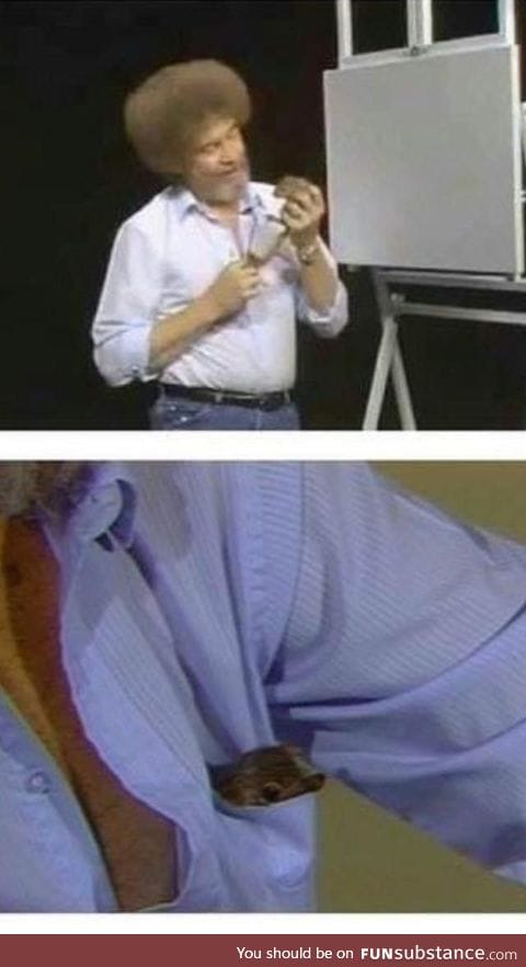 Whenever you need a giggle, remember when Bob Ross put a squirrel in his shirt pocket