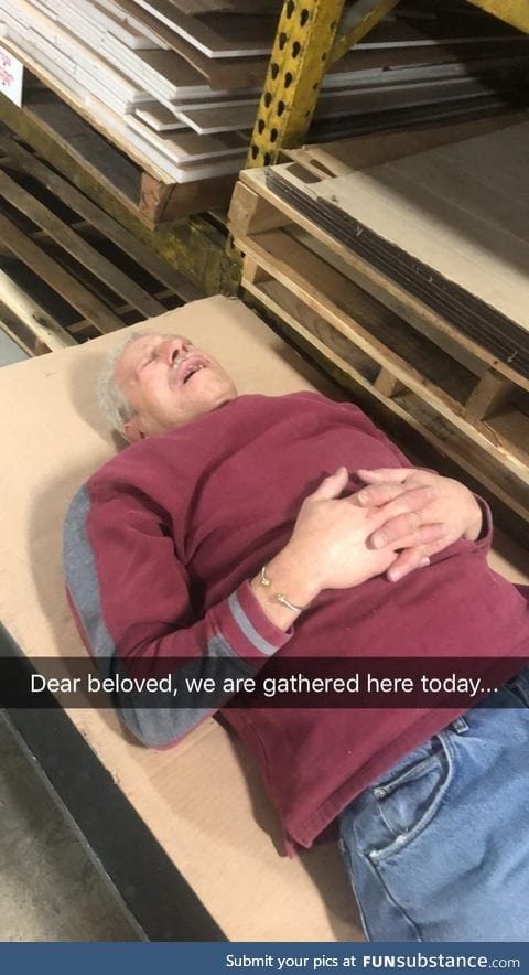Uncle fell asleep on break at his shop