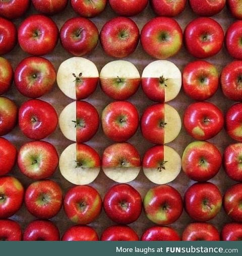 Apples cut from above