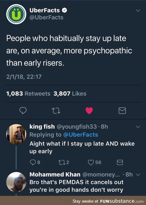 Staying up late makes you psychopathic