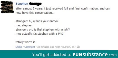 Stephen with a PhD