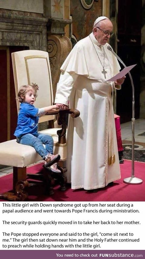What pope did to this girl with down syndrome is probably the warmest thing you see today