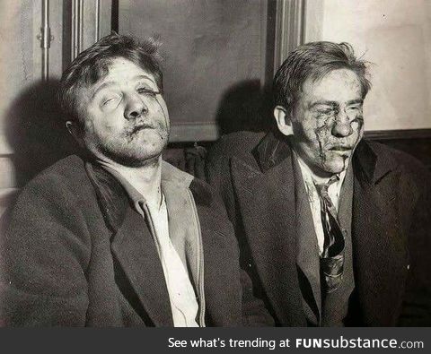 Two alleged “Cop Killers” photographed after interrogations, 1920s