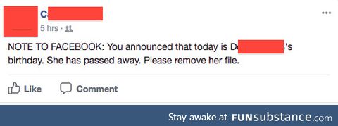 Grandma writes to Facebook to remove the file of her friend who has passed away