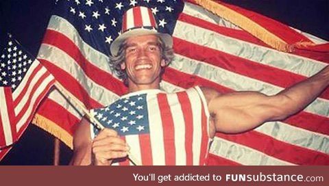 Arnold Schwarzenegger on the day he received his American citizenship
