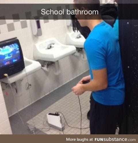 Gaming in the bathroom