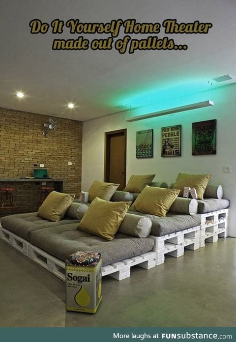 Home theater made out of pallets