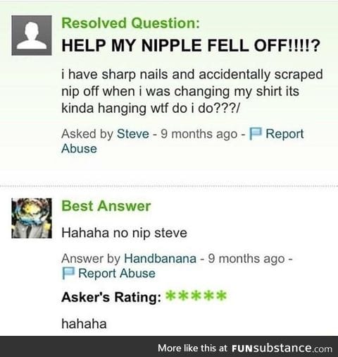 Nipple fell off