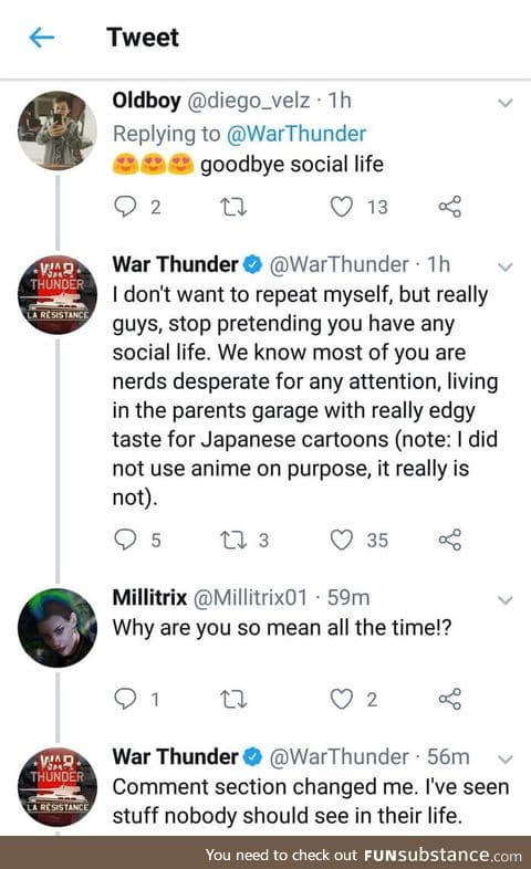 War thunder twitter account is savage