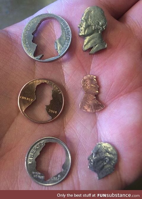 These cut out heads from U.S coins