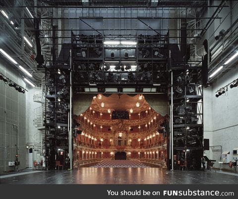 Looking into a theater from behind the stage