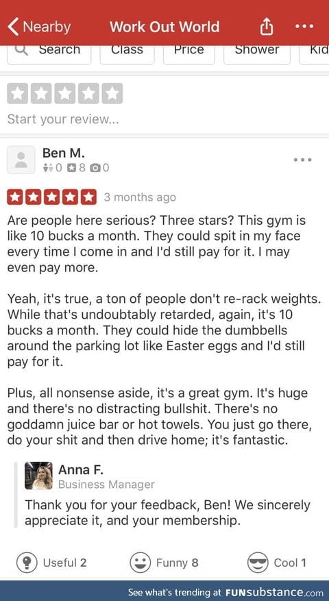 Gym review. I'm sold