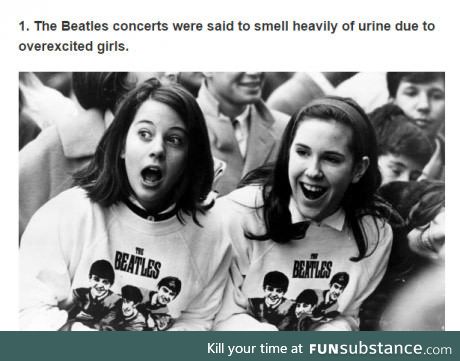 The Beatles concert smelt like urine