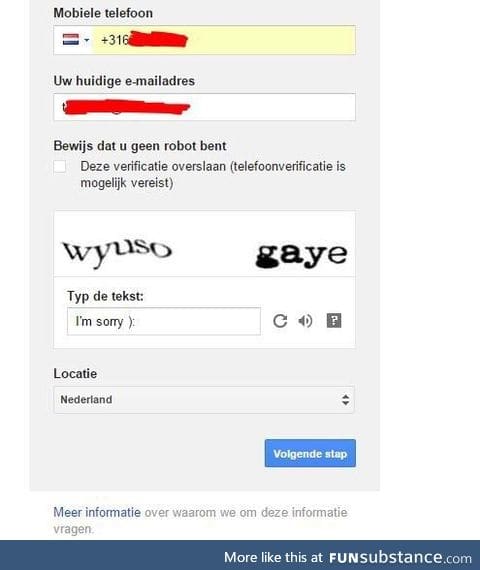 Captcha when making a gmail account ):