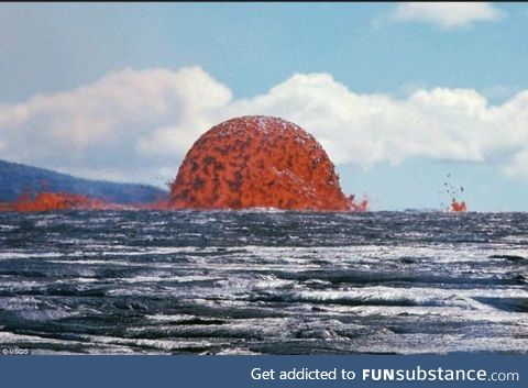 A rare lava dome fountain at the Kilauea volcano that formed 50 years ago in Hawaii