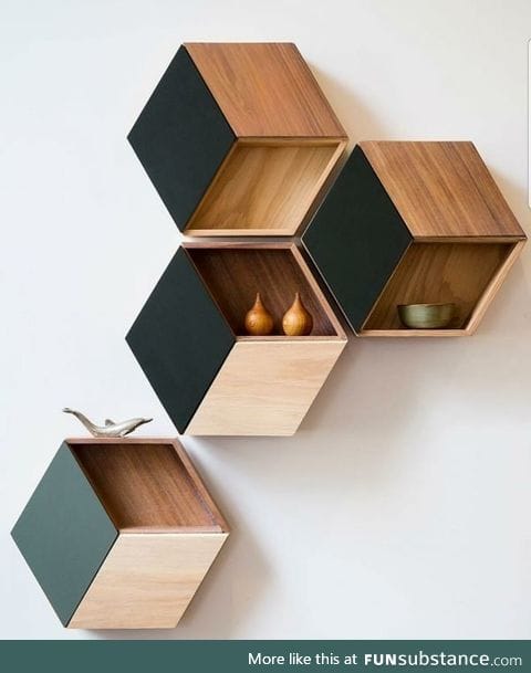 Hexagon wall shelf