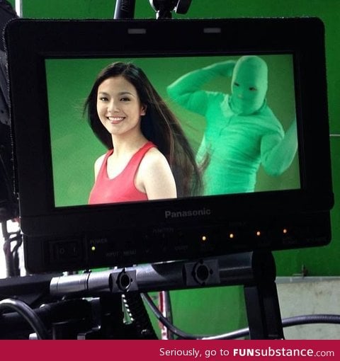 Green ninjas help shampoo commercial actresses do their hair swing