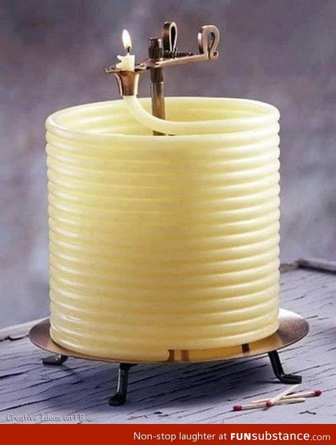 A candle with 144 hours of burning time