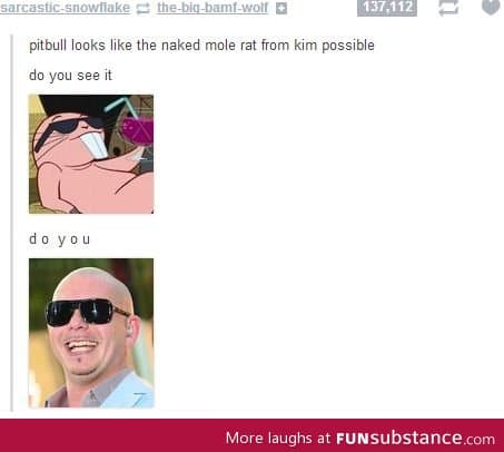 Pitbull = Kim Possible mole rat