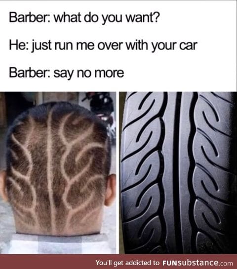 Car tire haircut