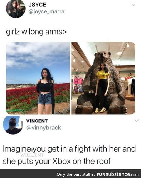 Girls with long arm