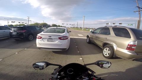 Motorcyclist has a close call
