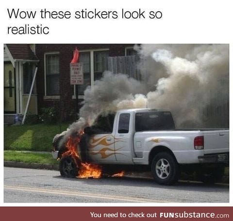 Realistic flame stickers