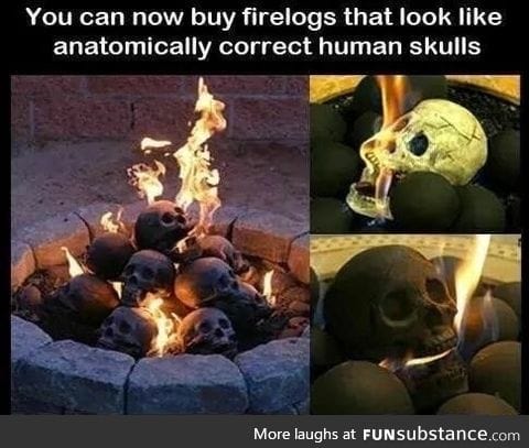 Skull shaped fire log