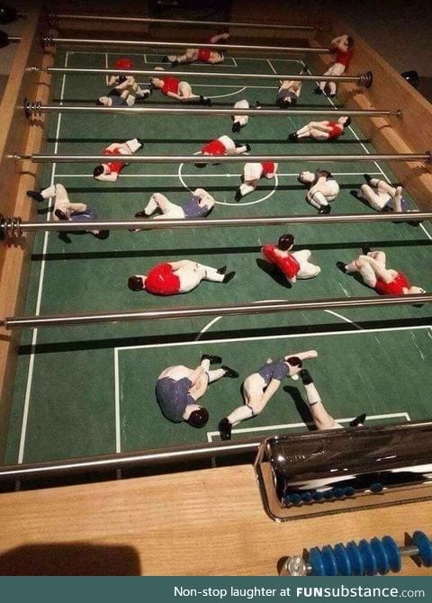 An authentic soccer table