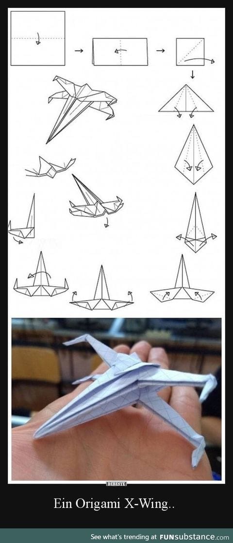 Ein Origami X-Wing