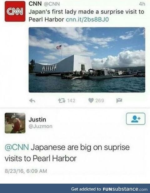 Japanese loves a surprise visit to Pearl Harbor