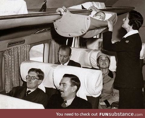 This is how babies used to fly on airplanes