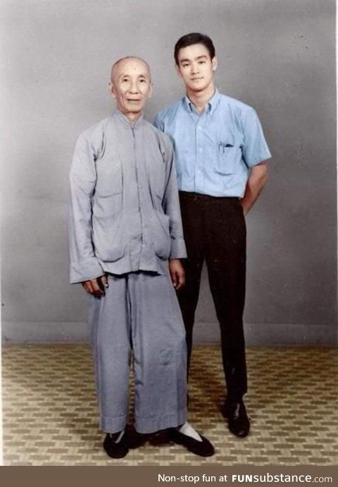 18-year-old Bruce Lee and his master