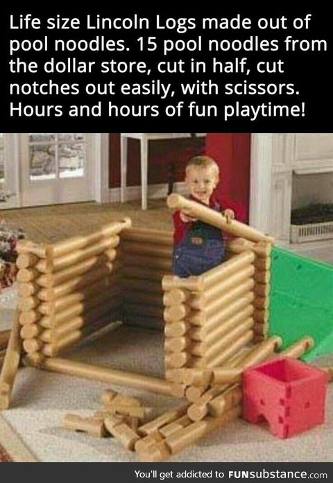 Lincoln Logs made out of pool noodles