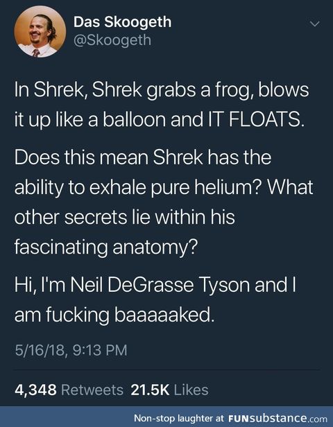 Shrek is filled with helium