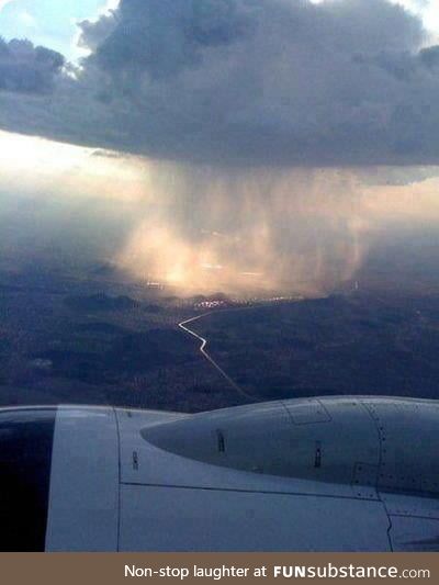 Rain, seen from a plane