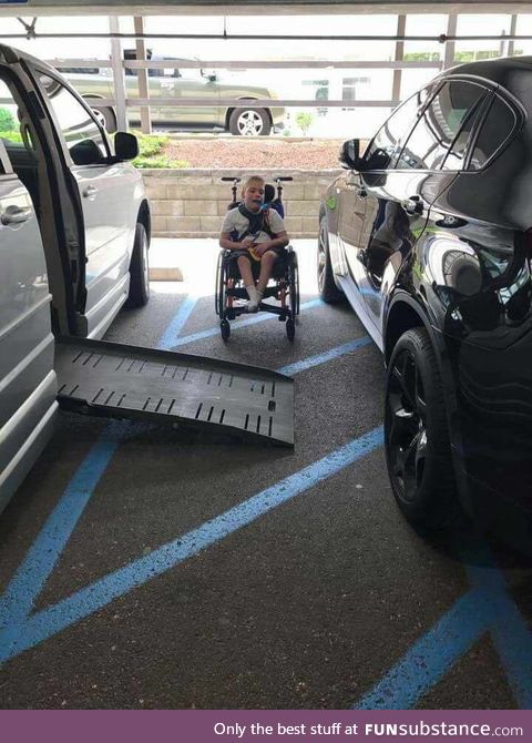 For those who park in the striped areas next to handicapped spaces, you suck