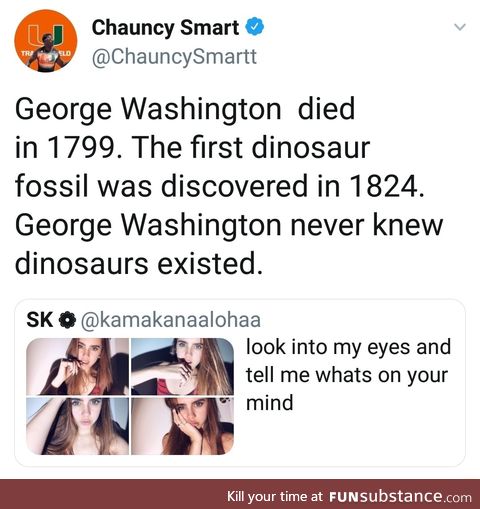 George Washington never knew about dinosaurs