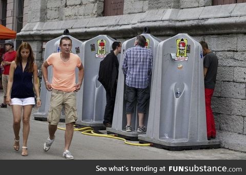 Behold: Public bathroom stalls in Europe. No doors so no gaps between the doors!