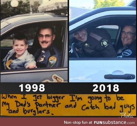 A son who predicted he would follow in his father's footsteps and become a police