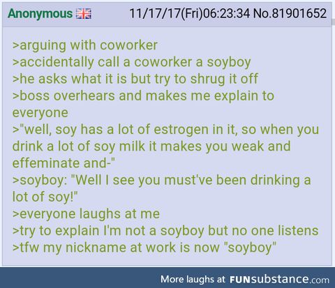Anon calls a coworker a soyboy