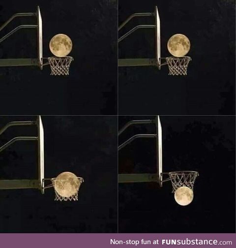 Perfecto : Moon was captured on basketball court