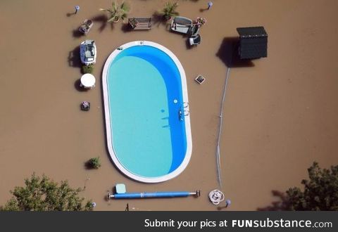 A pool in flood waters