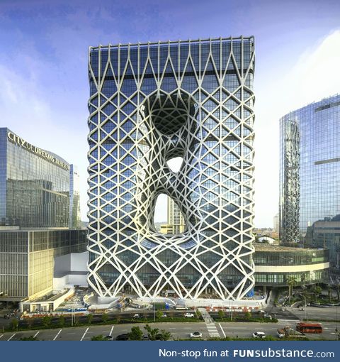 A recently erected hotel in Macau