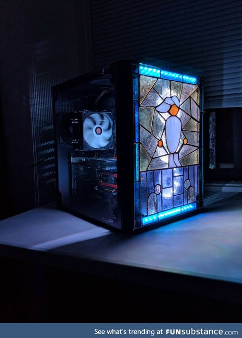 PC with a stained glass window