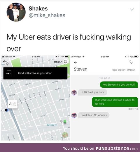 Uber fast walking