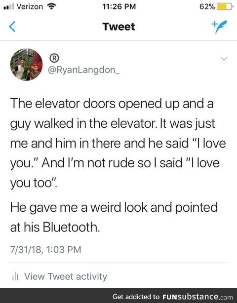 Awkward elevator ride