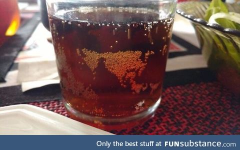 The bubbles in this drink look like Europe and Asia