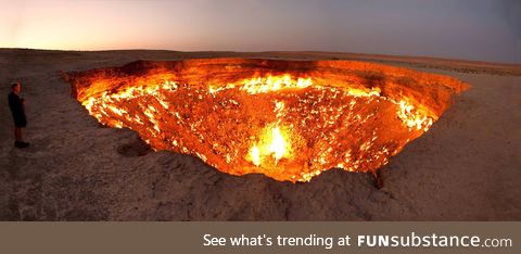 The Gates of Hell, natural gas field in Turkmenistan that has been burning since 1971